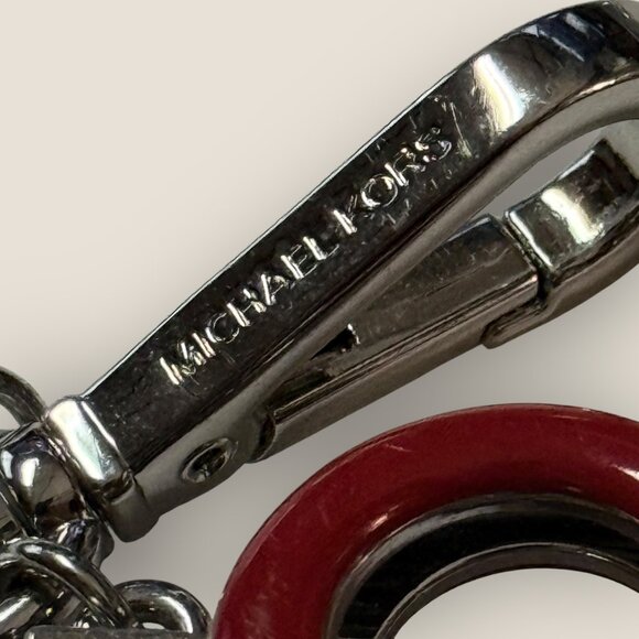 Michael Kors Red Mini Handbag Keychain Keyring Bag Clip With Silver-Tone Metal - Picture 4 of 4